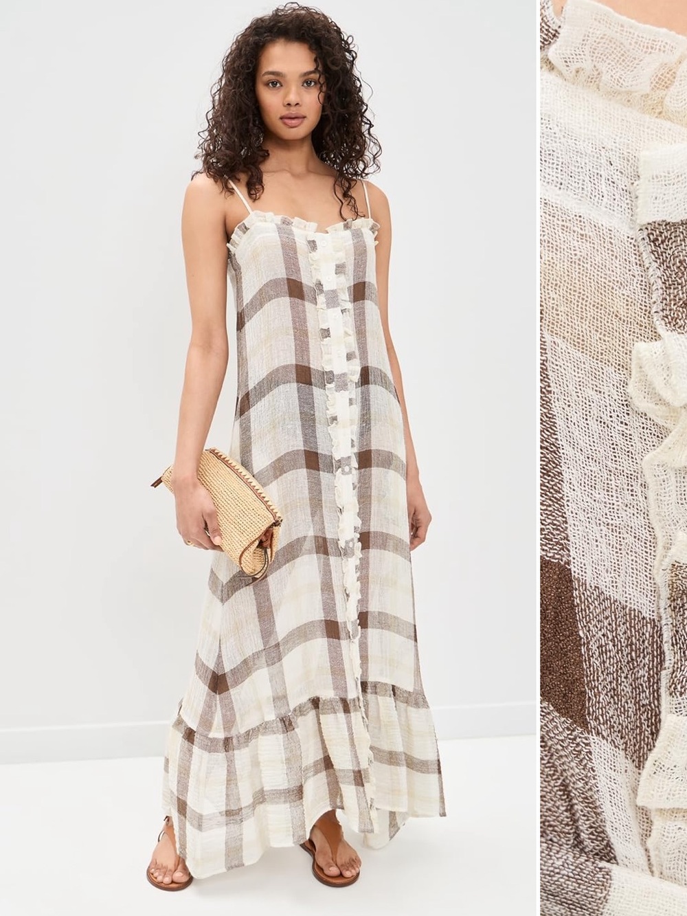 Lisa Marie Fernandez Ruffle Slip Dress Maxi